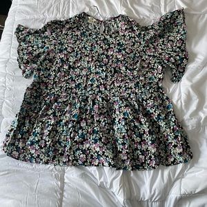 Floral Babydoll Top, Size 2X